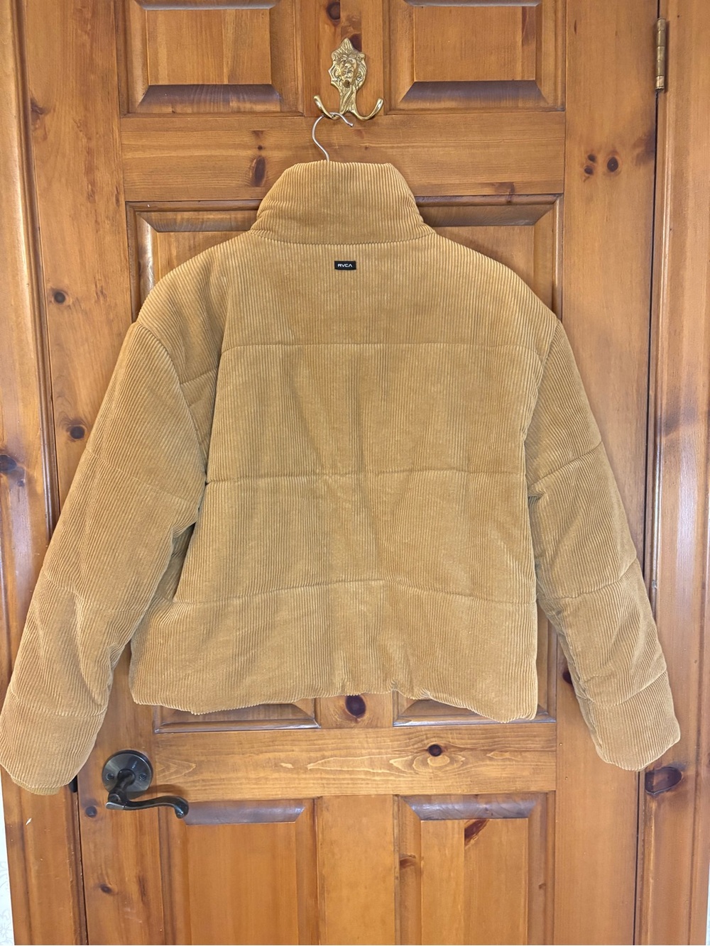 Cotton Corduroy Puffer Jacket in Camel, Cropped Length, size medium - Picture 10 of 11